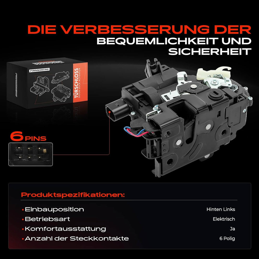 Frankberg 1x Türschloss Stellmotor Hinten Links Kompatibel mit Leon 1M1 1999-2006 Toledo II 1M2 1998