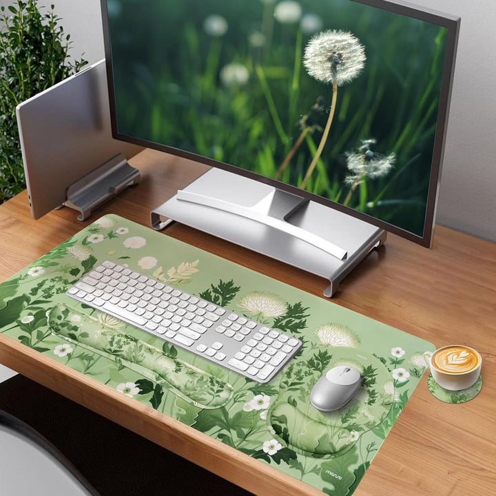 MOSISO Handgelenkauflage für Tastatur Mauspad Set,Wilde Chrysantheme Grosses Mauspad&amp;Tastaturund Mou