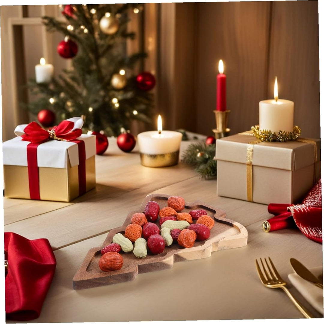 Toyvian Holz Weihnachtsbaum Serviertablett Baumförmiges Kinderfreundliches Dessert Candy Dish Festli
