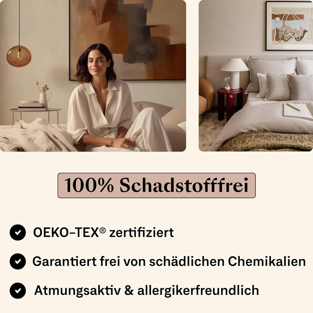 Amqua Mako Satin Kissenbezug 2er Set Kissenbezüge 40x80 cm, 100% ägyptische Baumwolle (Zertifiziert)