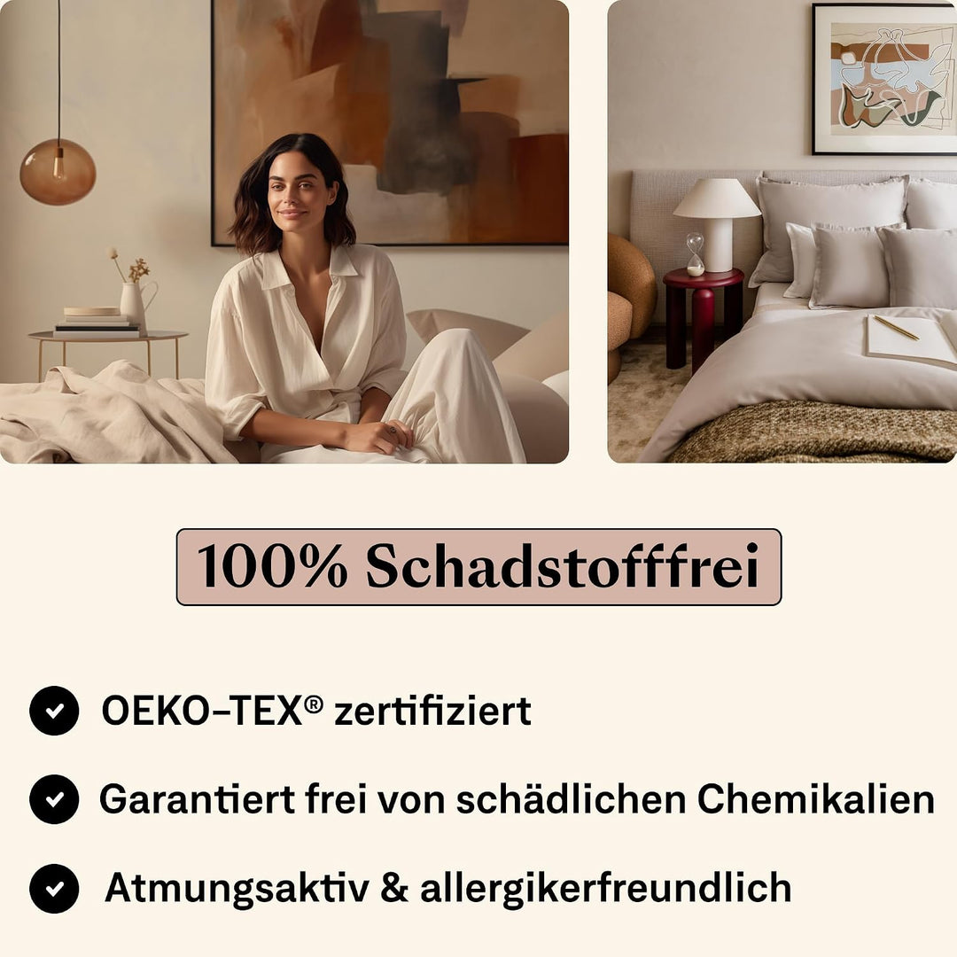 Amqua Mako Satin Kissenbezug 2er Set Kissenbezüge 40x60 cm, 100% ägyptische Baumwolle (zertifiziert)