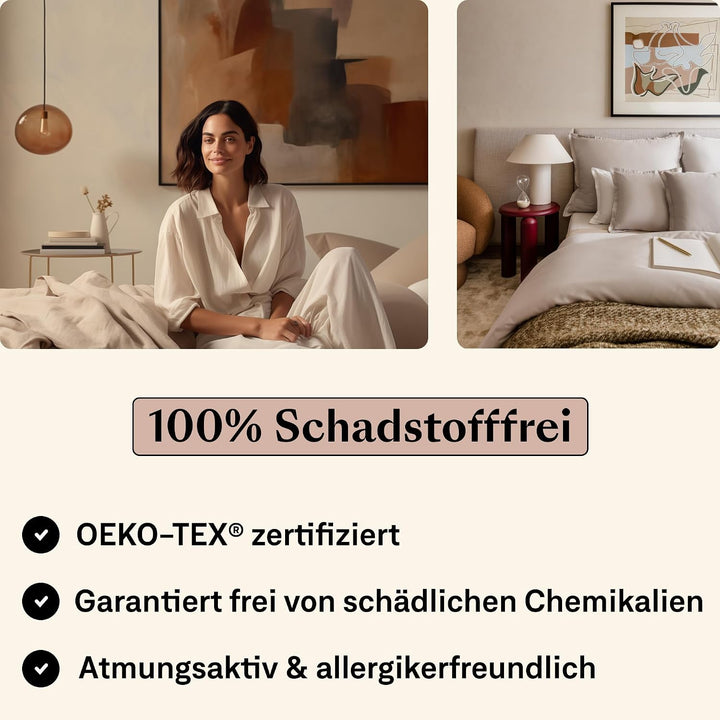 Amqua Mako Satin Kissenbezug 2er Set Kissenbezüge 40x60 cm, 100% ägyptische Baumwolle (zertifiziert)