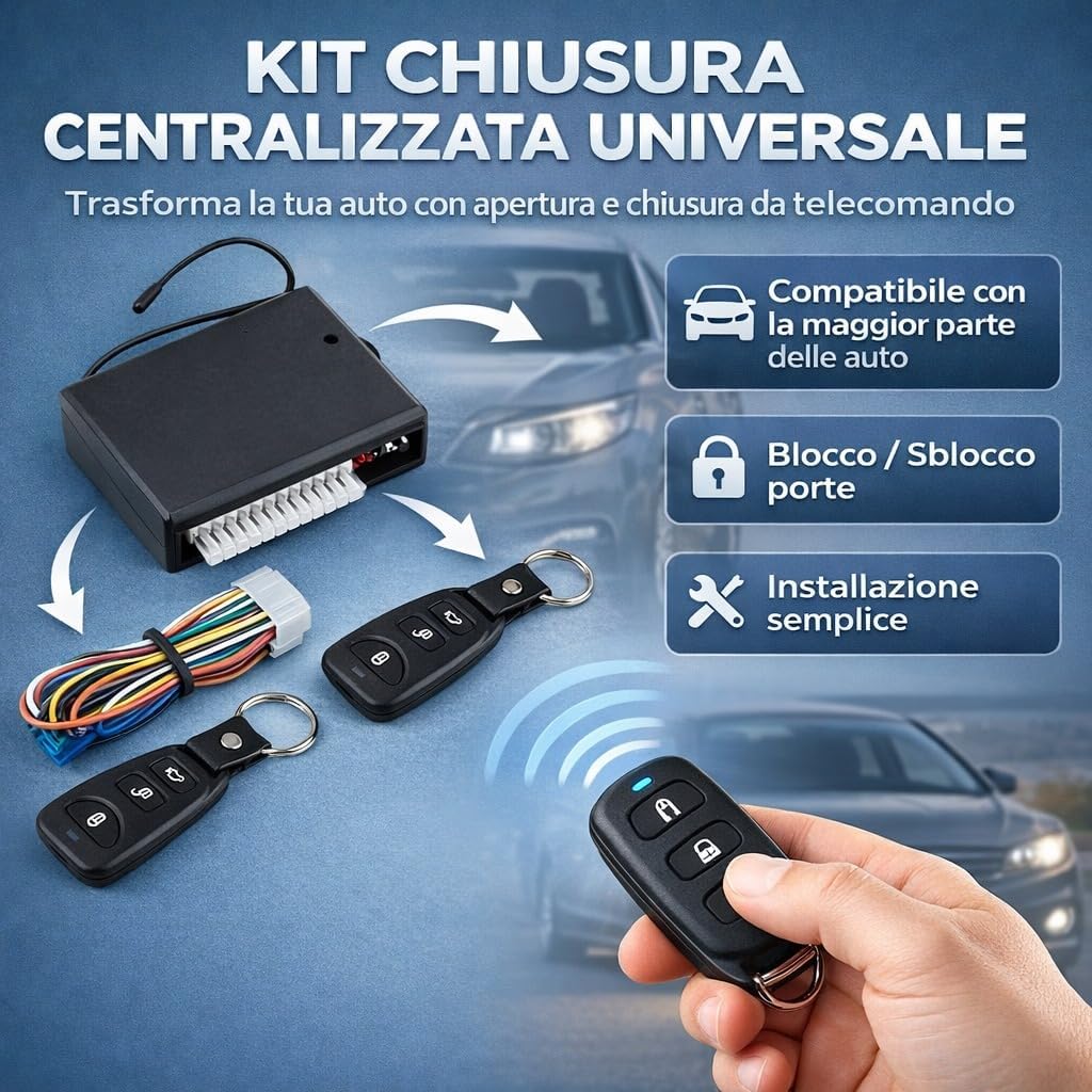 Zentralverriegelung für Autotür mit 2 Universal-Fernbedienungen.