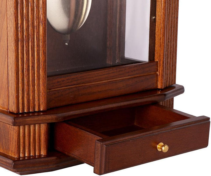 MPM Quality Retro Wood Tischuhr, Traditionelle und Elegante Holztischuhr, Präziser Quarz-Schrittmoto