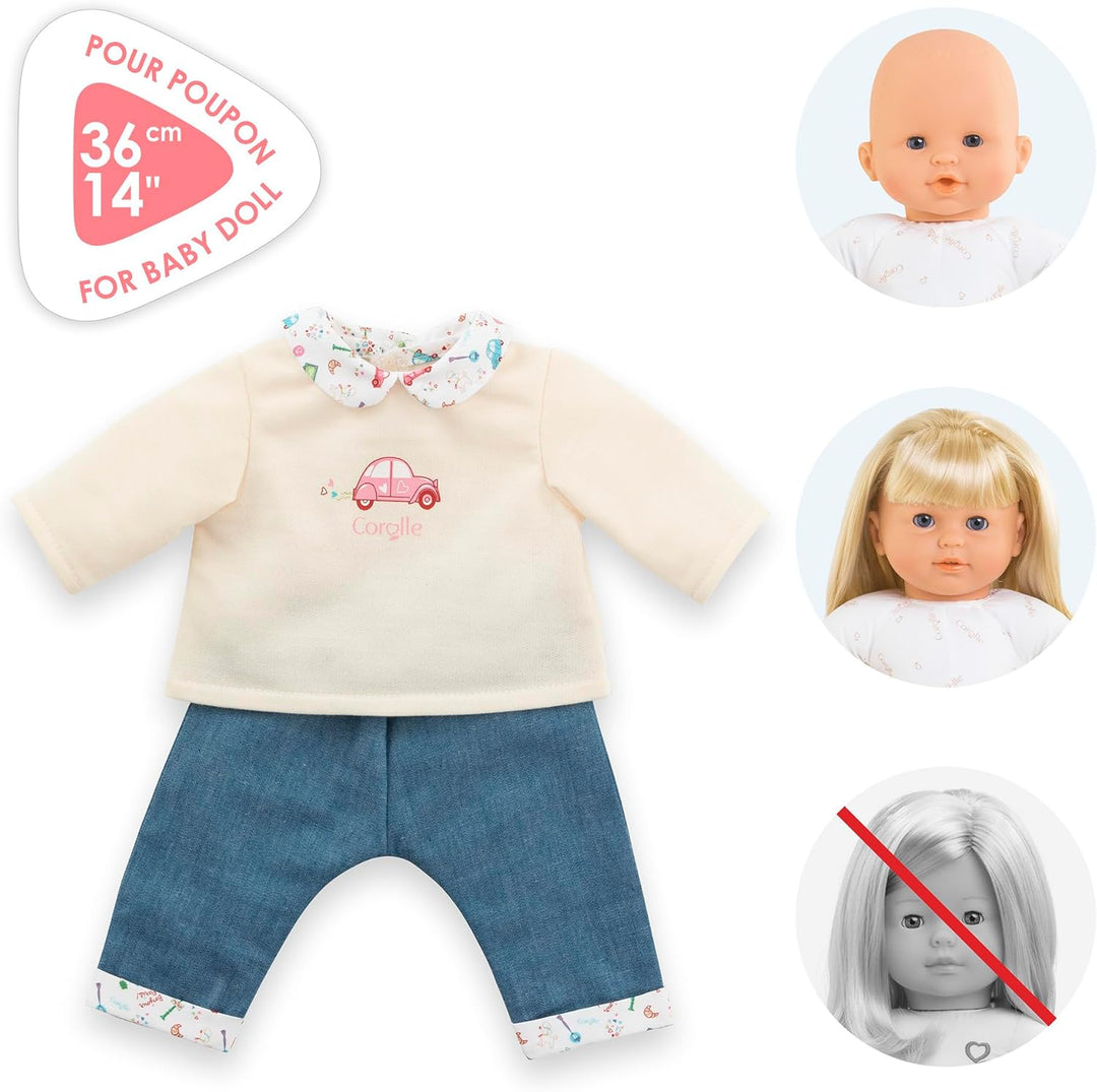 Corolle Mon Grand Poupon Hose und Top, Paris, für alle 36 cm Babypuppen, ab 2 Jahren