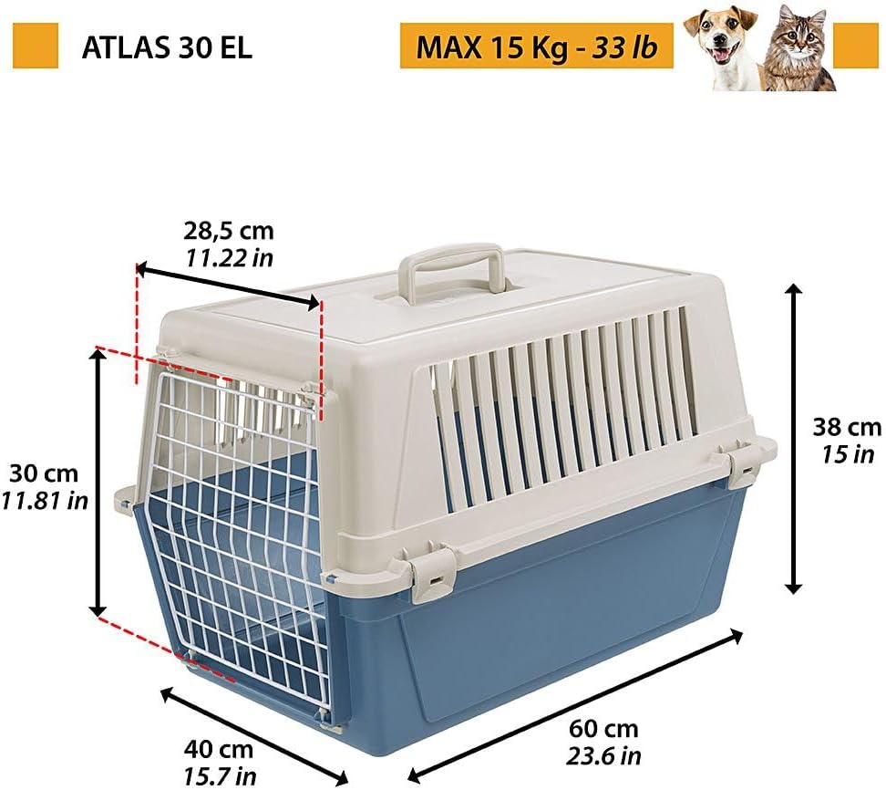Ferplast Transportbox für Haustiere Hundebox für kleine Hunde und Katzen Atlas 30 EL, Transportbox f