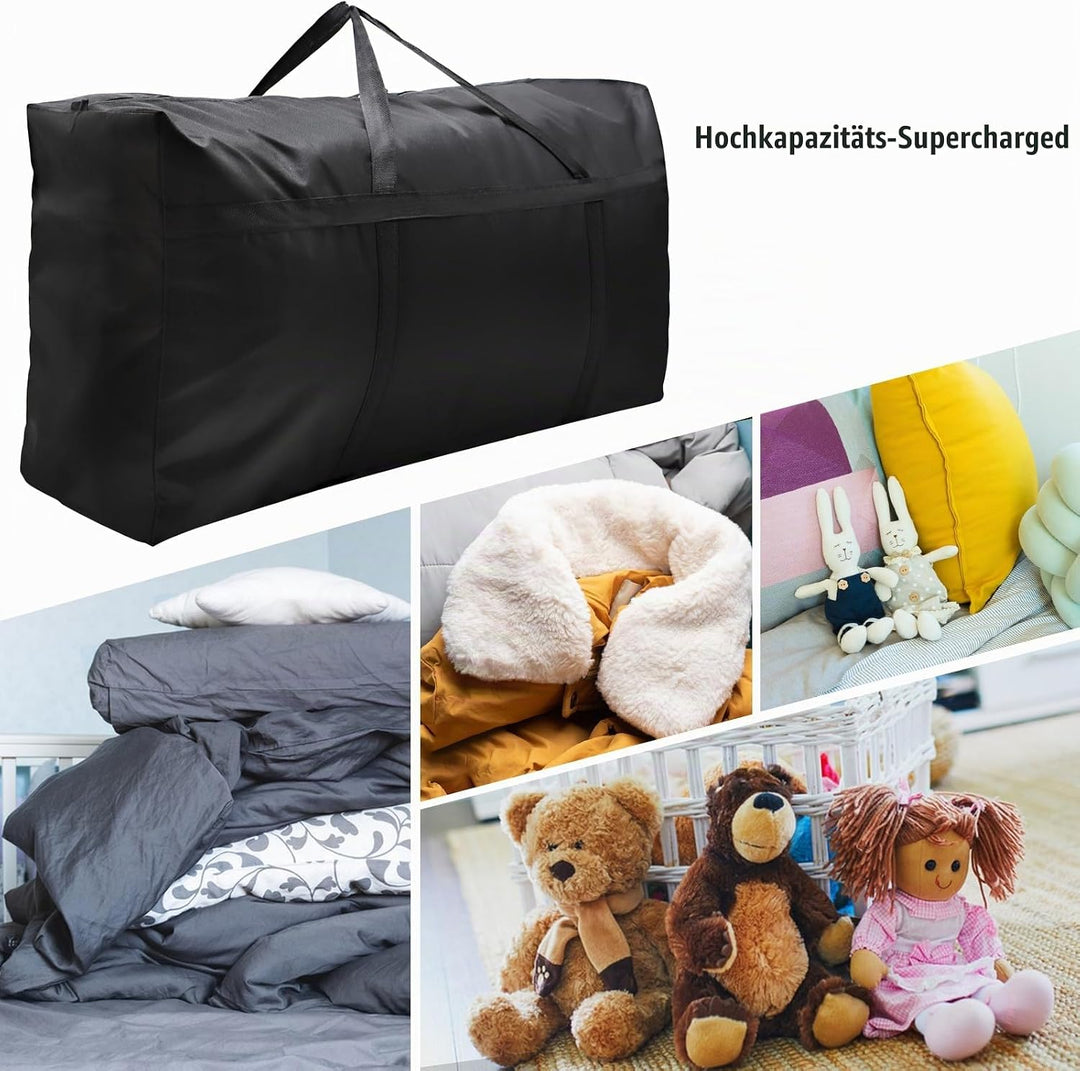 2er Pack 120L Extra Grosse Aufbewahrungstaschen, 600D Oxford Schwere Tragetaschen mit Reissverschlüs