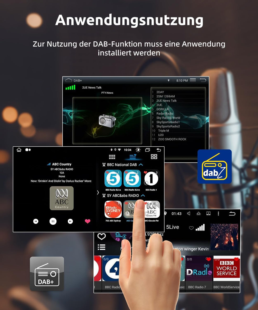 ESSGOO DAB/DAB+ Empfängeradapter für Android Autoradio | Digitaler USB Tuner | Komplettset mit Anten