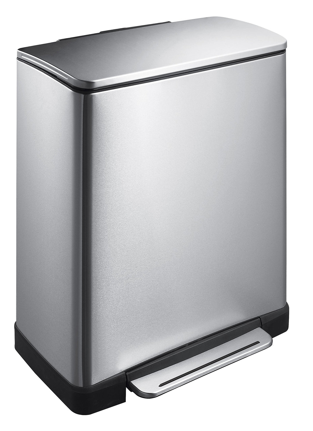 EKO E-Cube Tretmülleimer 50L Edelstal (34.5 x 50 x 65 cm, Dämpfer-System, Fingerabdruck frei, Stay-O