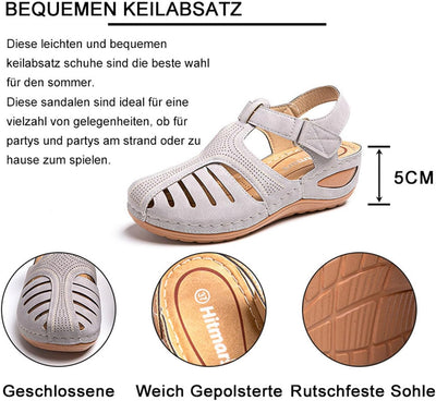 Hitmars Sandalen Damen Keilabsatz Pantoletten Plateau Geschlossene Sommer Keilsandalen Slingback Fus