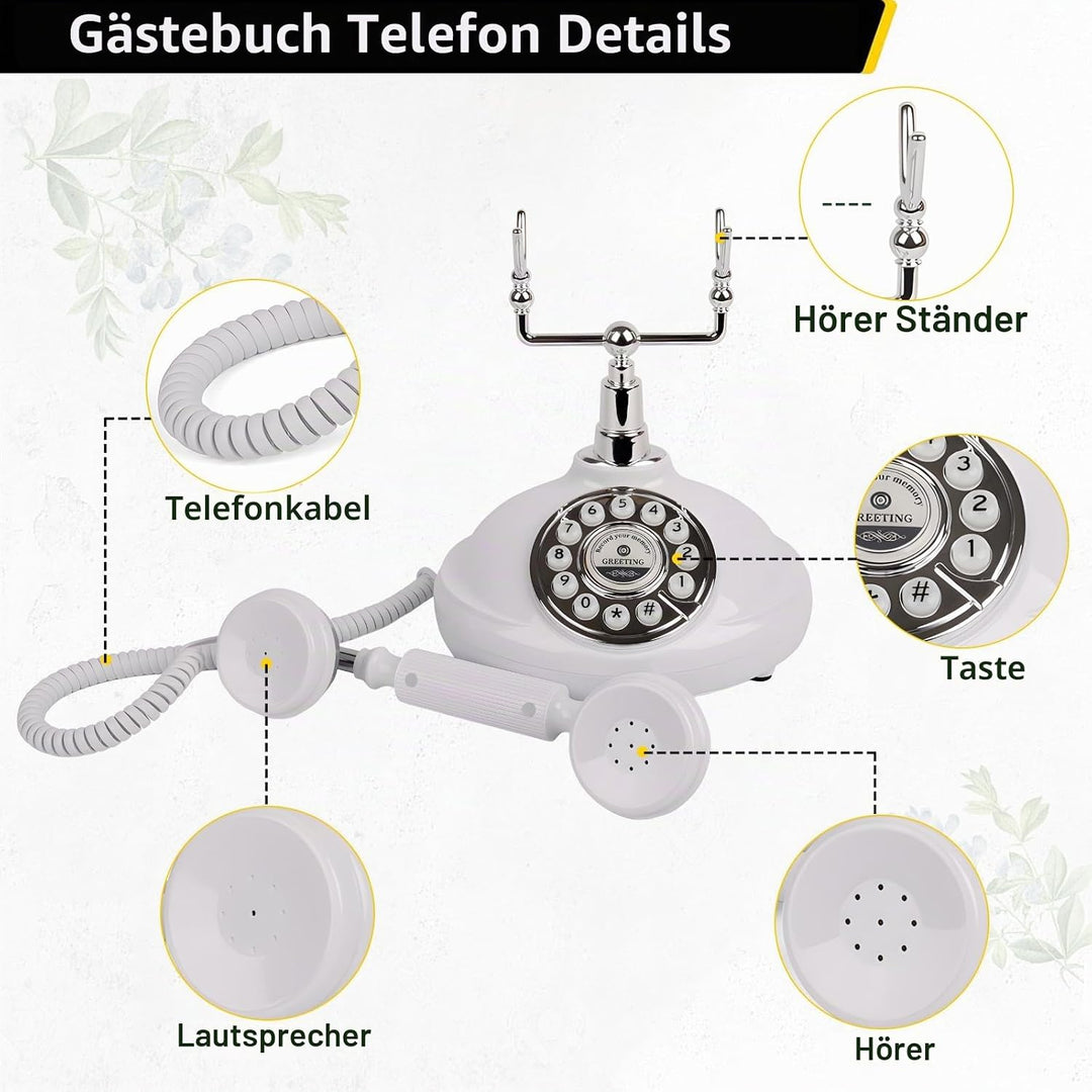 Audio-Gästebuch, Hochzeitstelefon, Aufzeichnung individueller Audio-Nachrichten mit Gästebuch, Retro