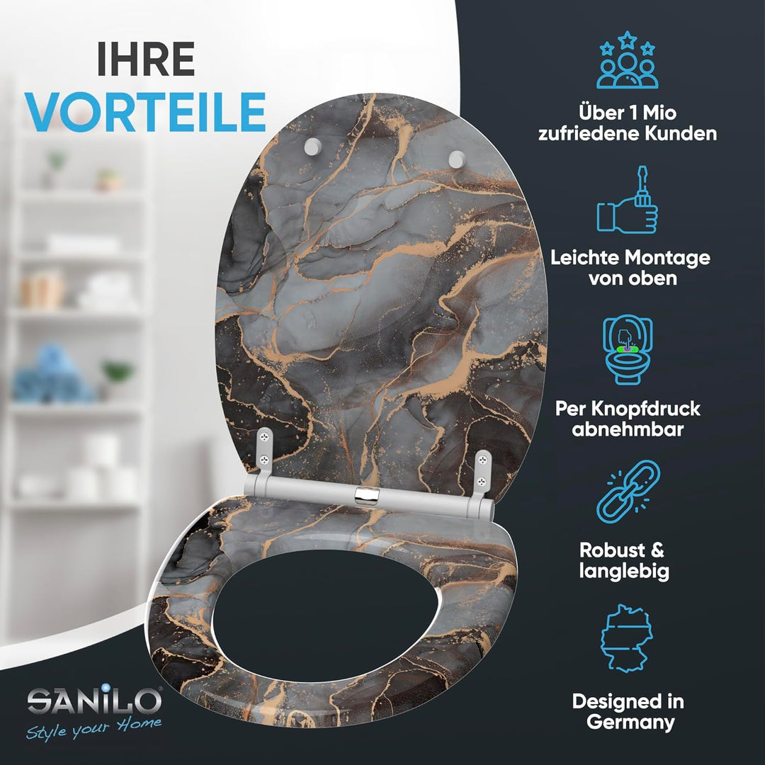 Sanilo WC Sitz mit Absenkautomatik, viele neue Toilettendeckel zur Auswahl, hochwertige Oberfläche,
