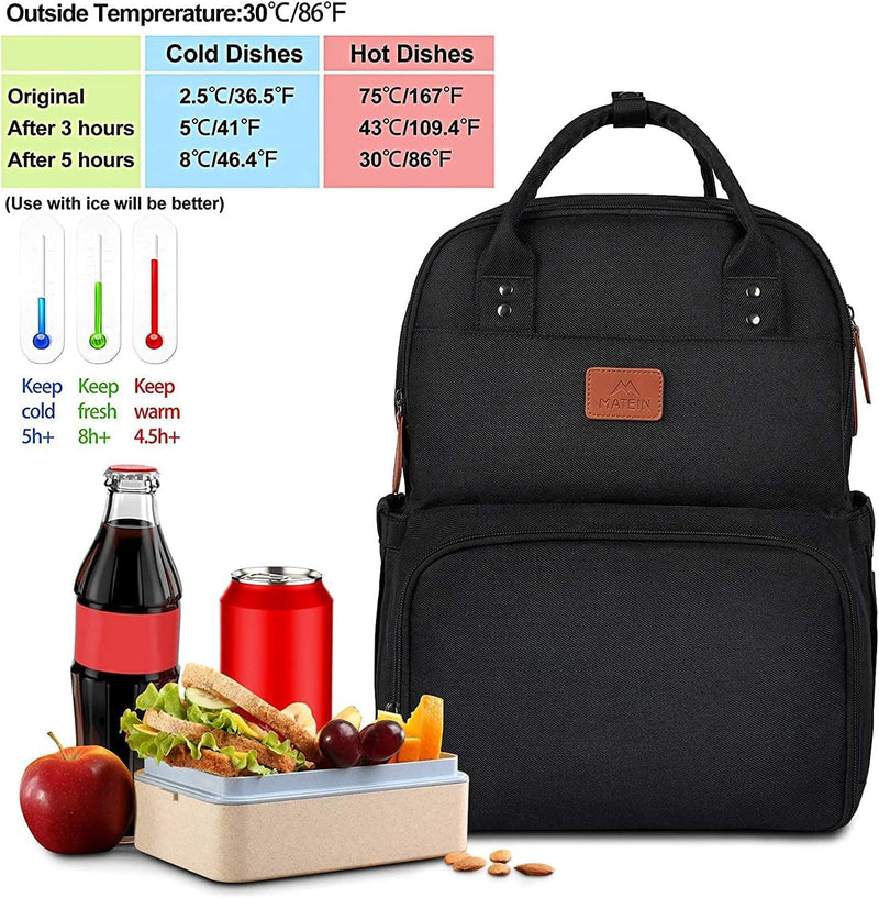 MATEIN Laptop Lunch Rucksack, Picknick Rucksack mit Isoliertem Kühlfach, 17 Zoll Eisrucksack für Män