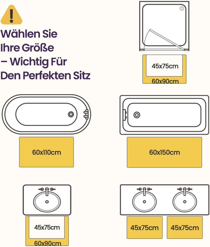 DEXI Badematte rutschfest 60 x 150 cm, Weich Badezimmerteppich Saugfähige Badteppich Waschbar Badvor