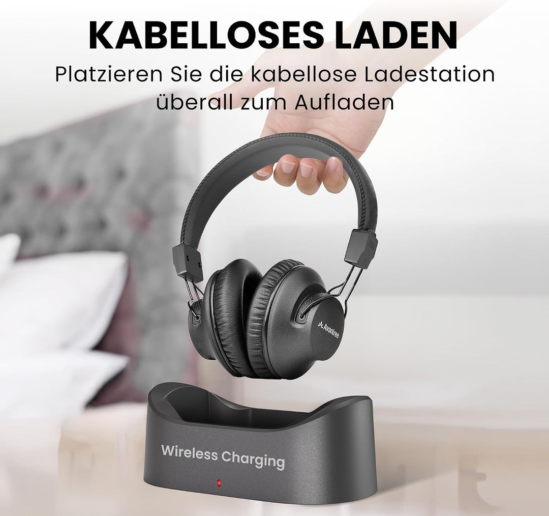Avantree HT5009 Plus – Ultra Bequeme Funkkopfhörer Kabellos TV Kopfhörer für Fernseher Senioren, 60h