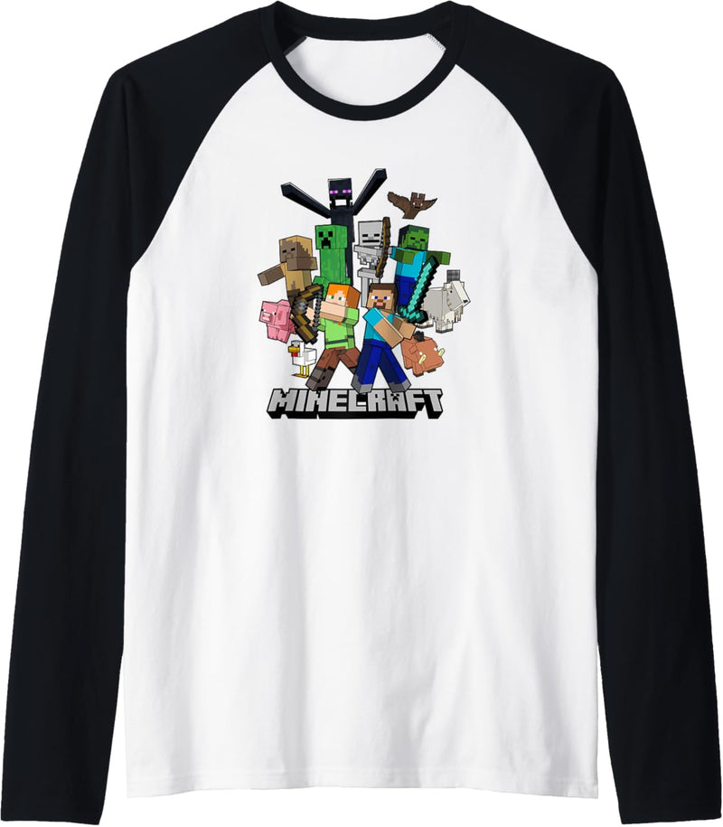 Minecraft Heroes & Enemies Group Shot Raglan