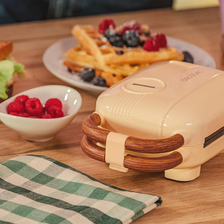 Cecotec Sandwichmaker Vintage Rock'Ntoast Retro One Gelb. 700W, 3 austauschbare Platten, Retro-Desig