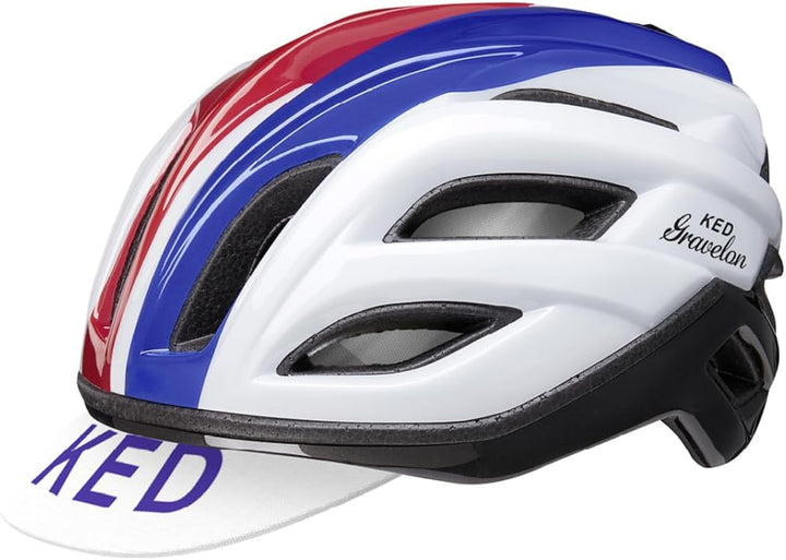 KED Gravelon Tricolore Fahrrad Helm weiss/rot/blau 2022 L (58-61cm), L (58-61cm)