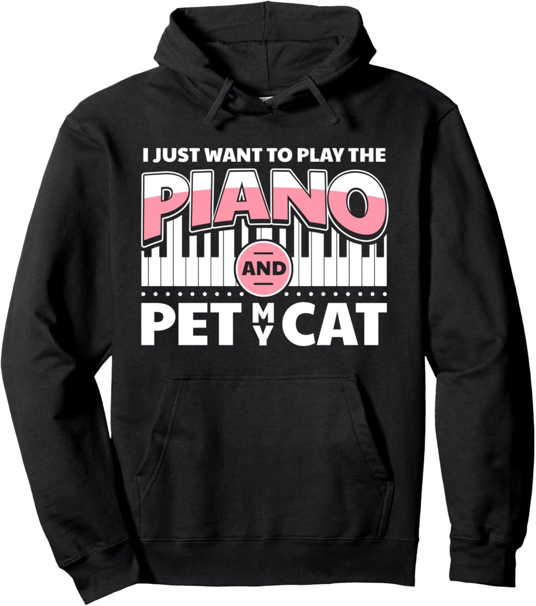 Klavier Pianist Klavierspieler Piano Flügel Musiker I Katze Pullover Hoodie