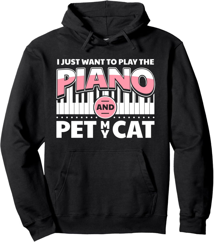 Klavier Pianist Klavierspieler Piano Flügel Musiker I Katze Pullover Hoodie