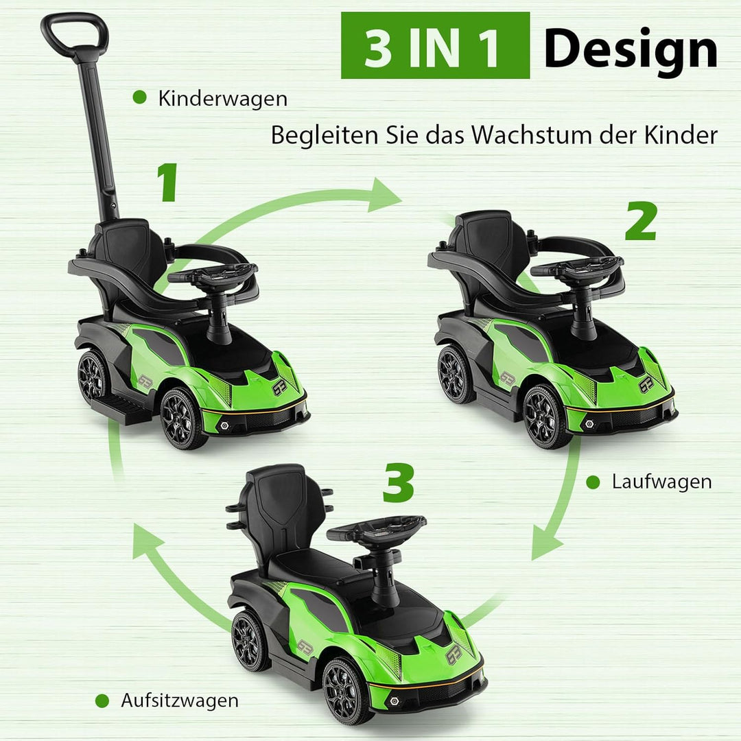 COSTWAY Rutschauto Lamborghini, Rutschfahrzeug mit Schiebstange & Stauraum, Schiebeauto mit Lenkrad