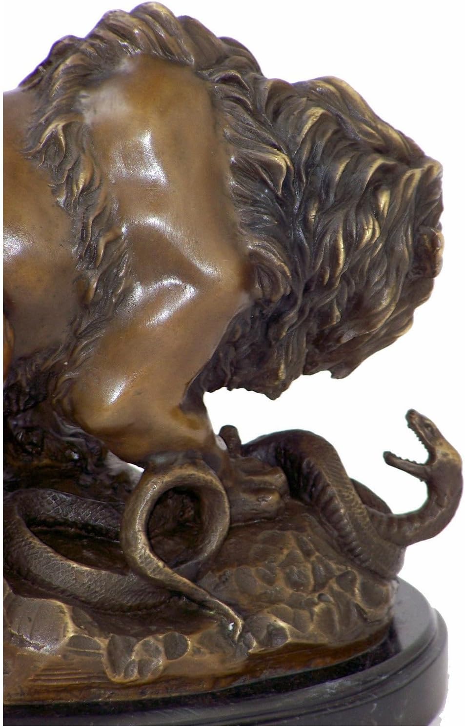 Kunst & Ambiente - Antoine-Louis Barye - Lion and Serpent - Löwe mit Schlange - signiert - Skulptur