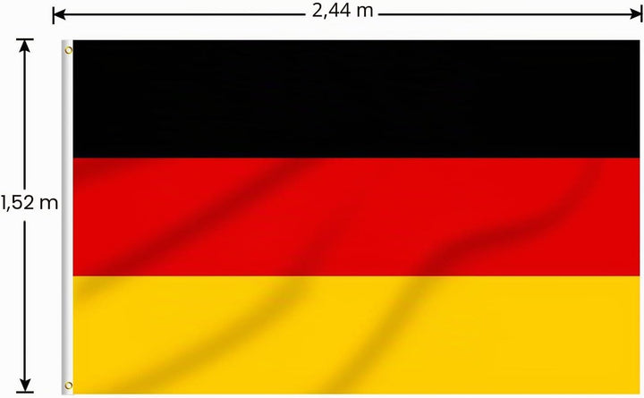 Deutschland-Flagge, 150 x 240 cm, deutsche Flagge mit lebendigen Farben und lichtbeständig, doppelte
