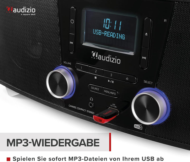 Audizio Cannes Stereo DAB Radio mit CD Player, Bluetooth Stereoanlage Kompaktanlage mit Fernbedienun