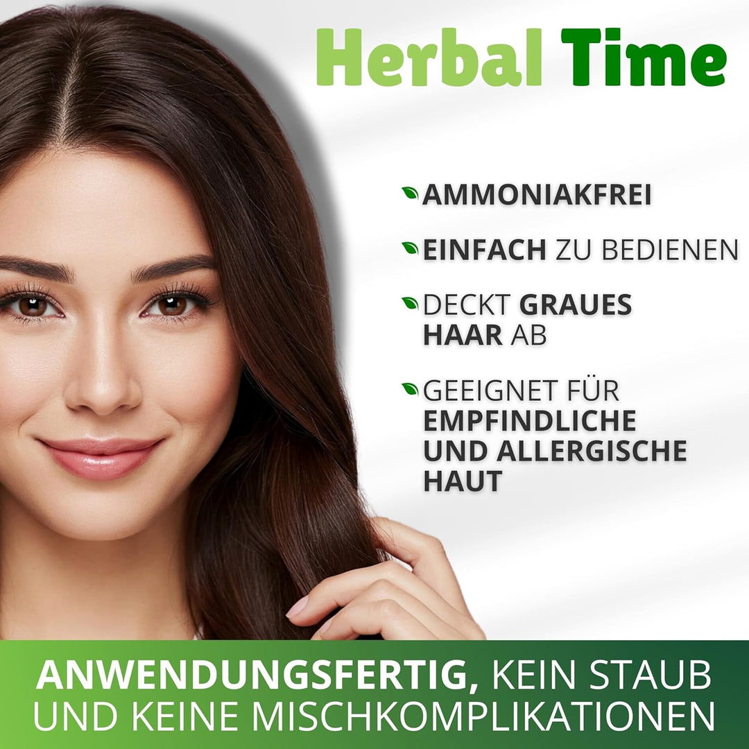 Herbal Time Henna Natürliches Farbcreme Für Haare Braun Schokolade No 6 | Graue Haarabdeckung | Brau