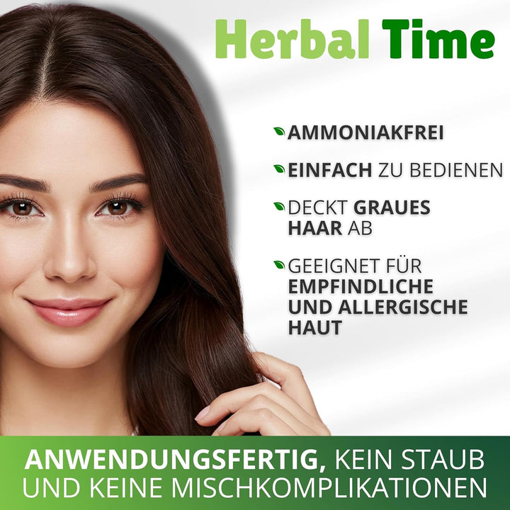 Herbal Time Henna Natürliches Farbcreme Für Haare Braun Schokolade No 6 | Graue Haarabdeckung | Brau