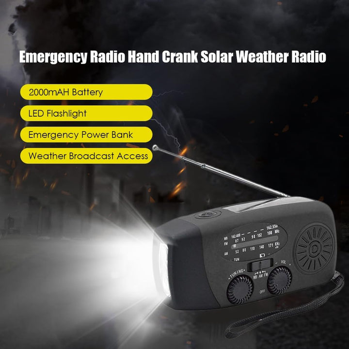 Notfall-Handkurbelradio mit LED-Taschenlampe für Notfälle, tragbares AM/FM-NOAA-Wetterradio, Dynamor