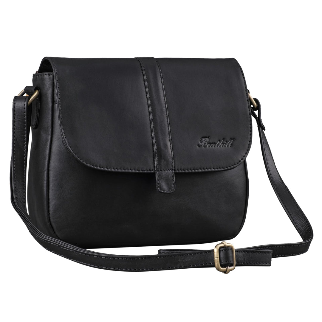 Benthill Damen Tasche aus Echt-Leder - Handtasche aus Rindsleder - Schultertasche mit Reissverschlus