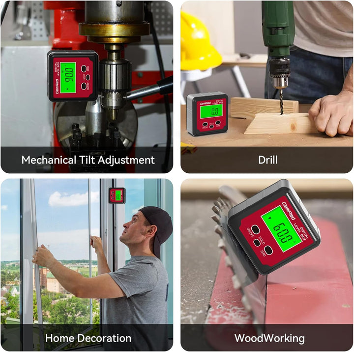 GemRed Digitaler Winkelmesser, Winkelschmiege Digital mit LCD-Anzeige Edelstahl Wasserwaage Neigungs