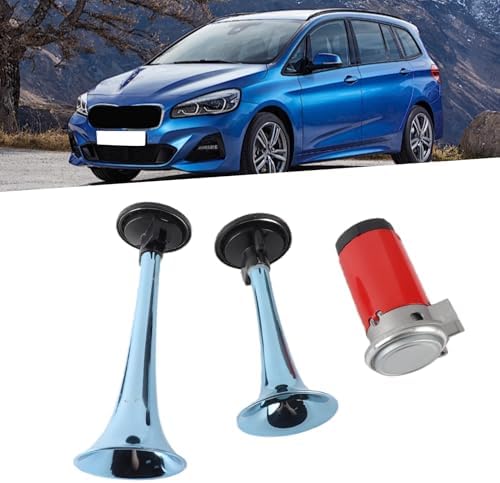 KIMISS 12V 178dB Air Horn Lauter Klang Doppeltrompete mit Luftkompressor für Auto, Motorrad, Boot, L