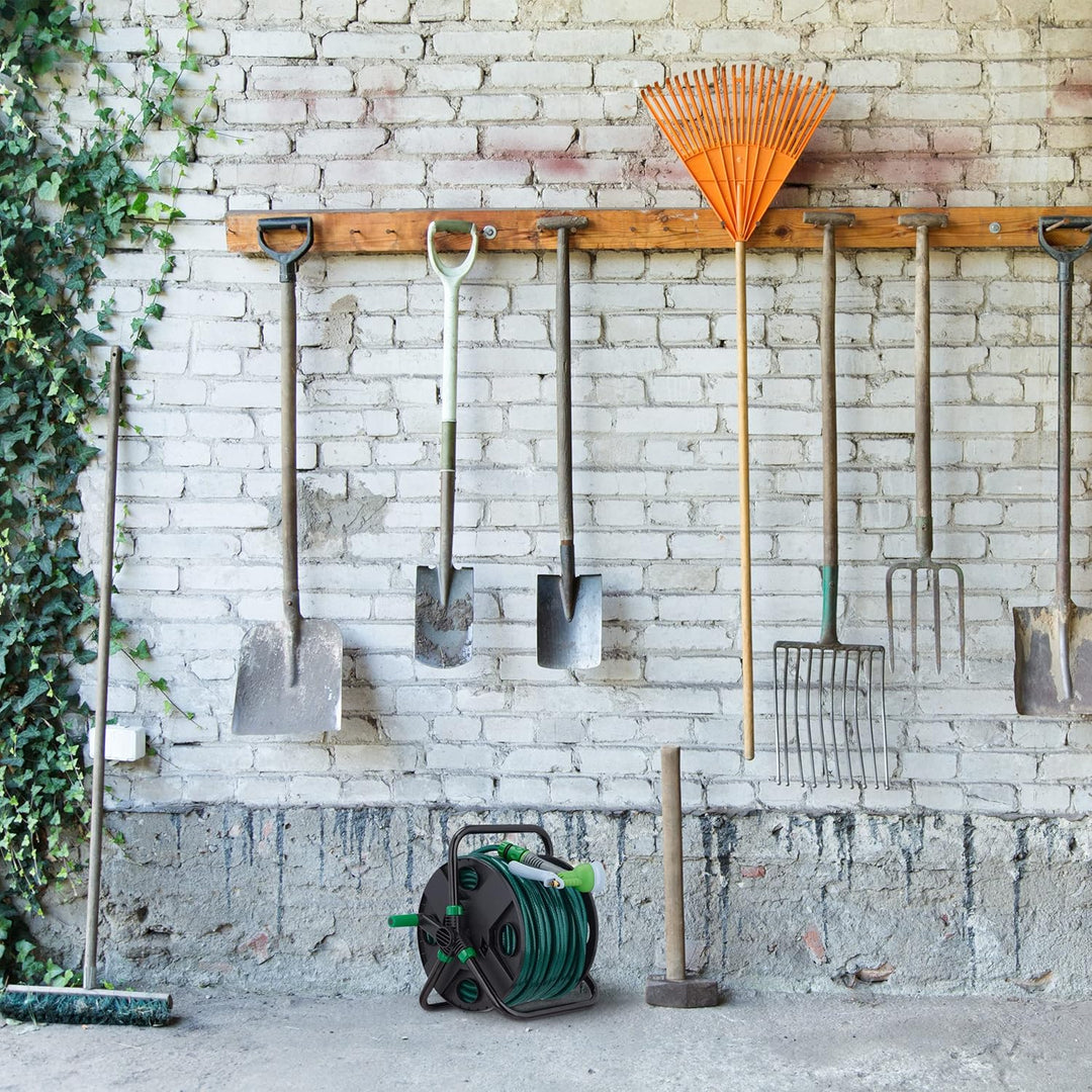 Relaxdays Schlauchtrommel, für 30 m 1/2" Schlauch, Stahl, Kunststoff, Schlauchhalter, HBT: 38 x 42 x