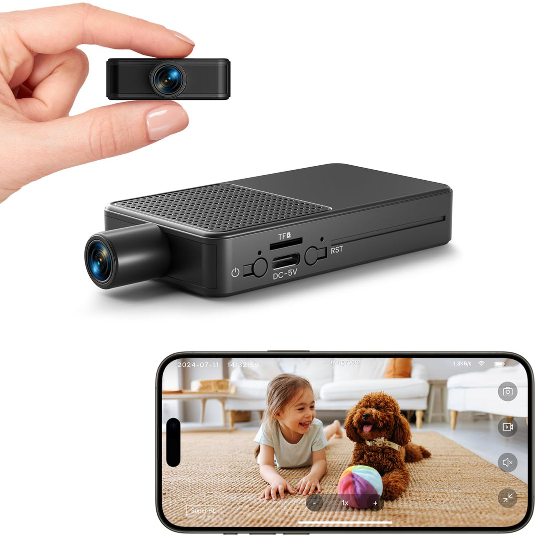 Digimor Mini Kamera Überwachung Innen | Mini Überwachungskamera 8-10hr Akkulaufzeit, 4K HD Mini Kame