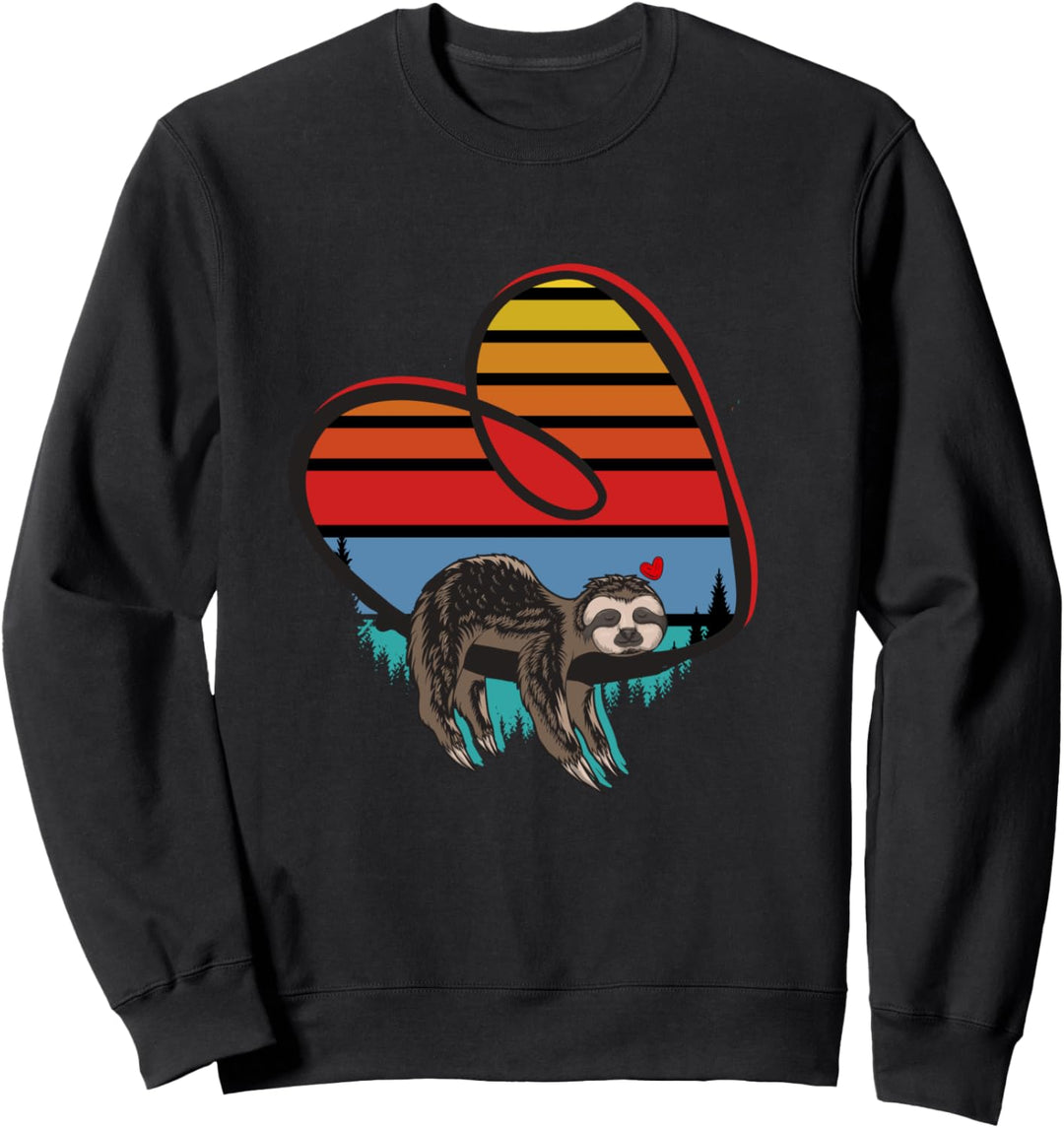 Faultier Herz Zeichen Schlafen Retro Vintage Style Liebe Sweatshirt