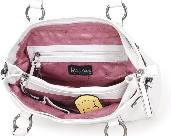 Catwalk Collection Handbags - Leder - Umhängetasche/Handtasche/Schultertasche - MARTINA Weiss, Weiss