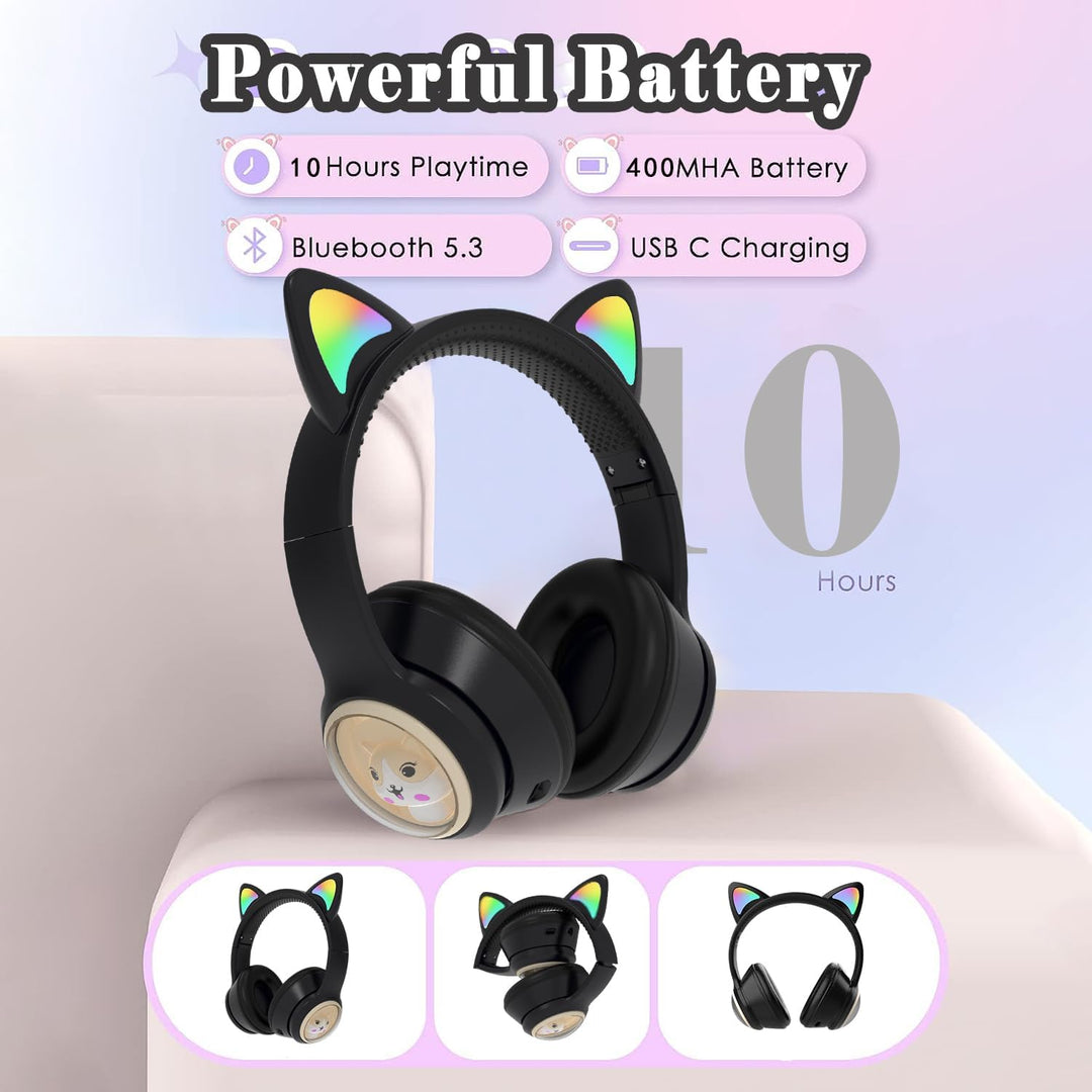 Bluetooth Kopfhörer Kinder, Faltbar 85dB Mädchen Kopfhörer Over Ear, Kabellos Kinderkopfhörer mit LE