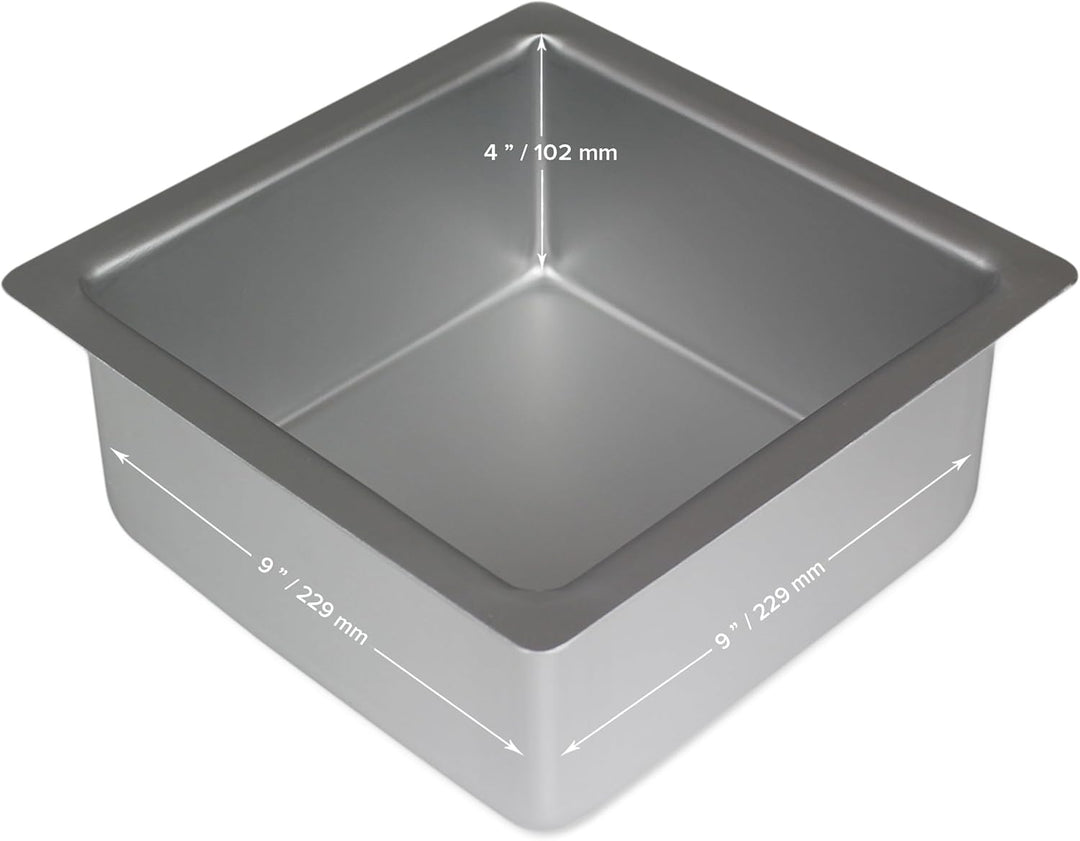 PME SQR094 Quadratische Backform aus eloxiertem Aluminium, 229 x 229 x 102 mm, 23 x 23 x 10 cm, 23 x