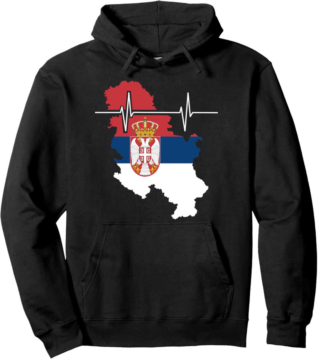 Serbien Karte mit Herzschlag Vintage Flagge Serbien Pullover Hoodie
