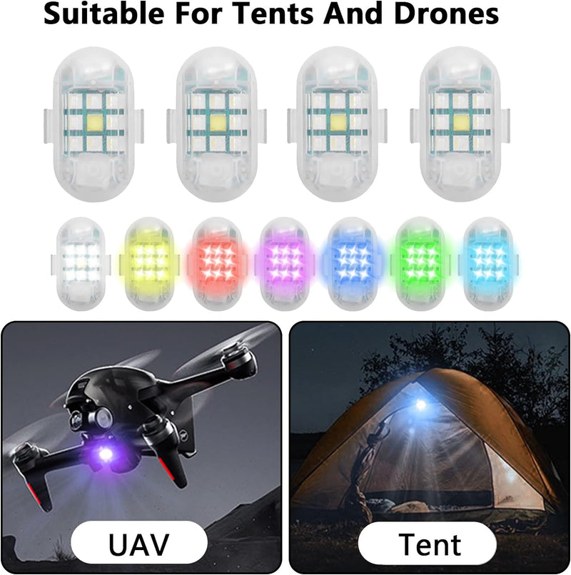 Fernbedienung Blitzlicht, 4 Stück Strobe Drone Light,7 Farben LED-Trobe Lichter,USB Charging Blitzli