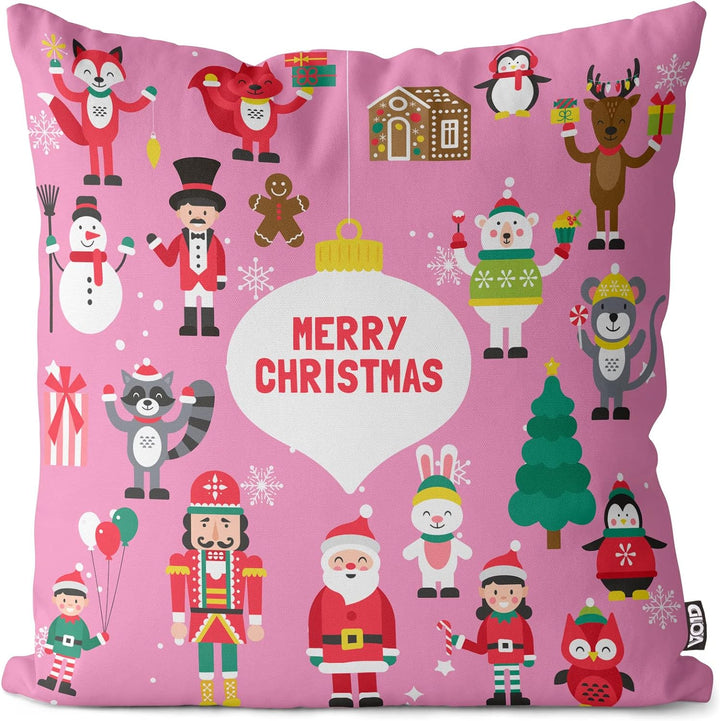 VOID Tiere Spielzeug Deko rosa Kissenbezug Kissenhülle Sofakissen Kissen Deko Weihnachten Winter Wei