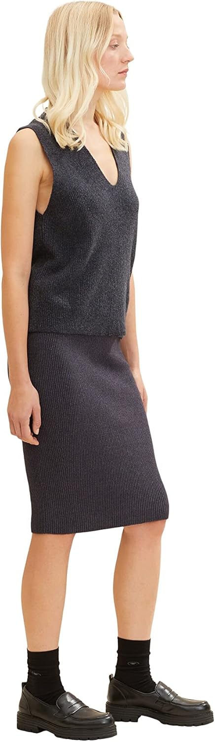 TOM TAILOR Damen Rock in Rippstruktur 36 30281 - Evident Anthracite Melange, 36 30281 - Evident Anth