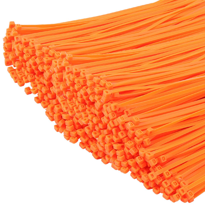 XINGO 1000 Stück Kabelbinder Orange, 300mm x 4.8mm, 22,7 kg Zugfestigkeit, UV-beständig, Selbstsiche