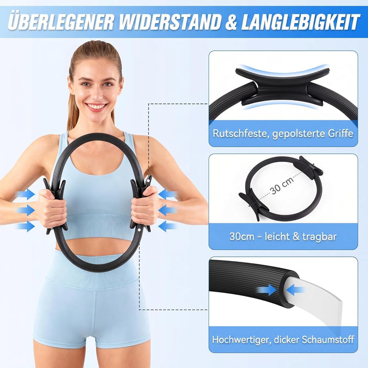 Pilates Set - Pilates Ball, Pilates Ring, Pilates Socken, 3 Stufen Fitnessbänder and Terrabänder, Pi