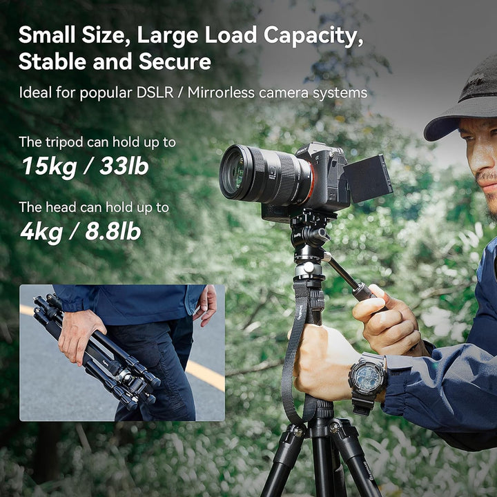 SMALLRIG 72 Zoll Videostativ, Fluidkopf mit Nivellierbasis, Einbeinstativ professionelles Videostati