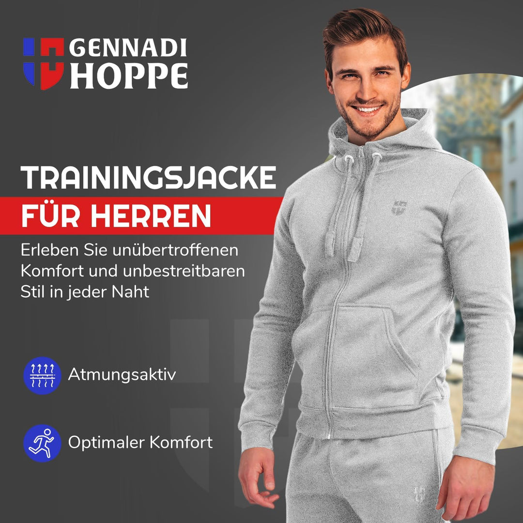 Herren Sweatjacke Kapuzenjacke mit Baumwolle Sport & Freizeitjacke S Hell Grau, S Hell Grau