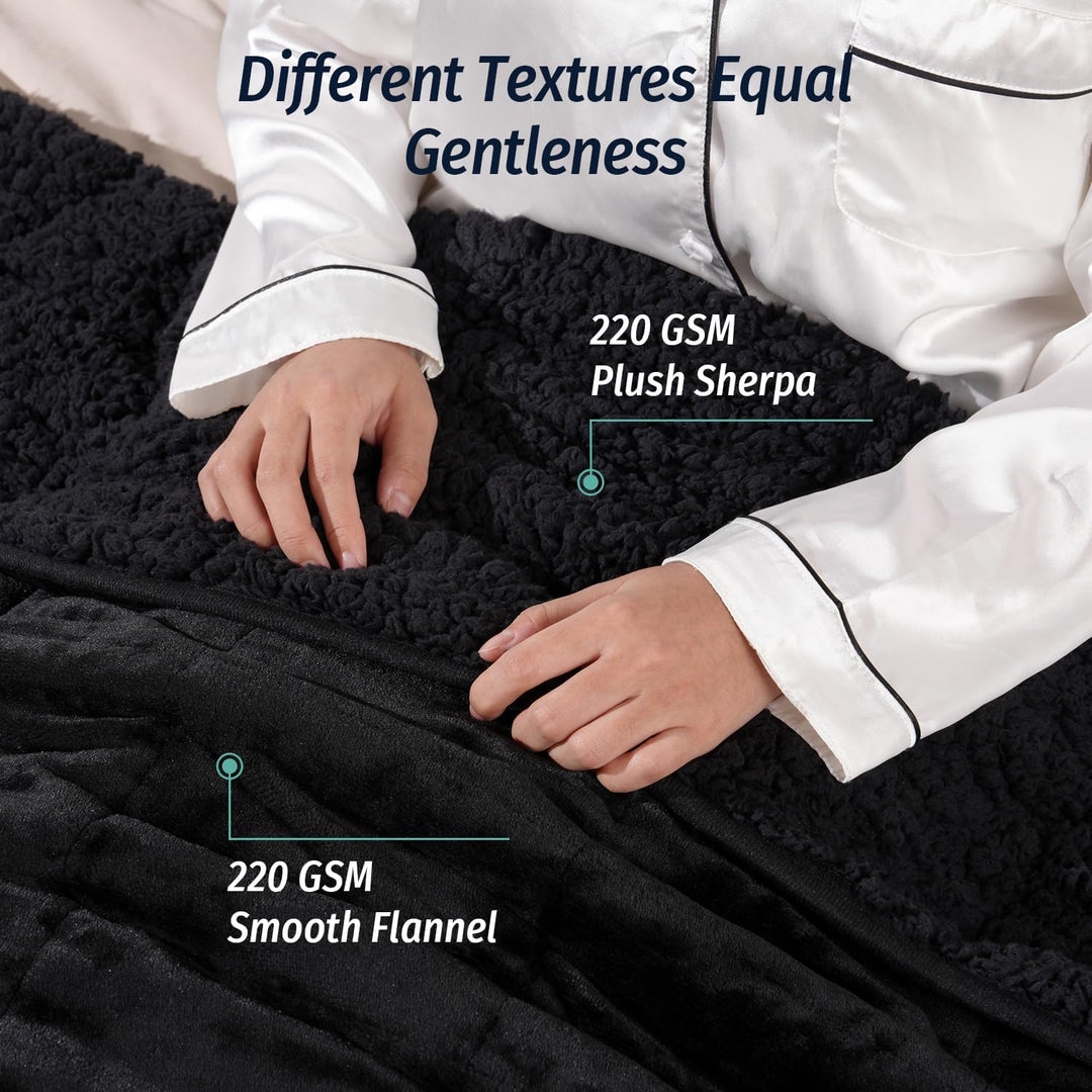 Wemore Sherpa Fleece Weighted Blanket für Erwachsene, 15 lbs Dual Sided Cozy Fluffy Heavy Decke, Ult