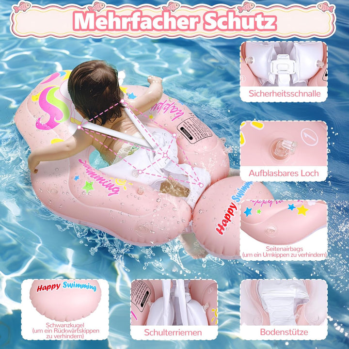 Schwimmsessel für Kinder mit Sonnendach - Schwimmdübel für Kleinkinder im Alter von 6-36 Monaten mit